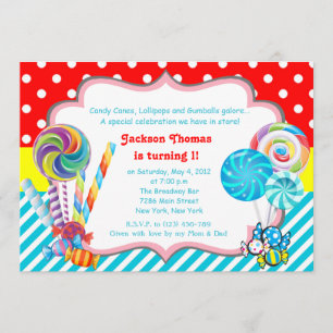 Candyland Candy Tema Invitación al cumpleaños