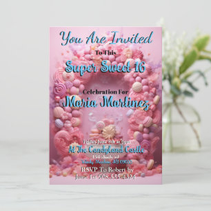 Candyland Super Sweet 16 invitaciones