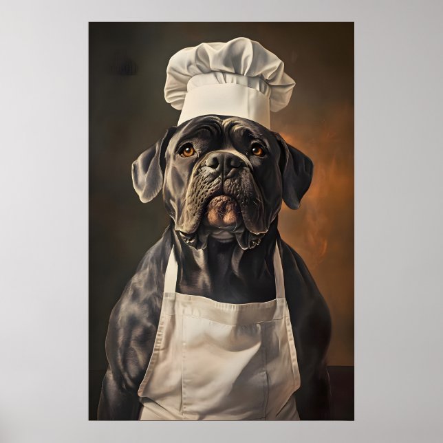Cane Corso con gorro de chef Póster, Póster de mas (Frente)