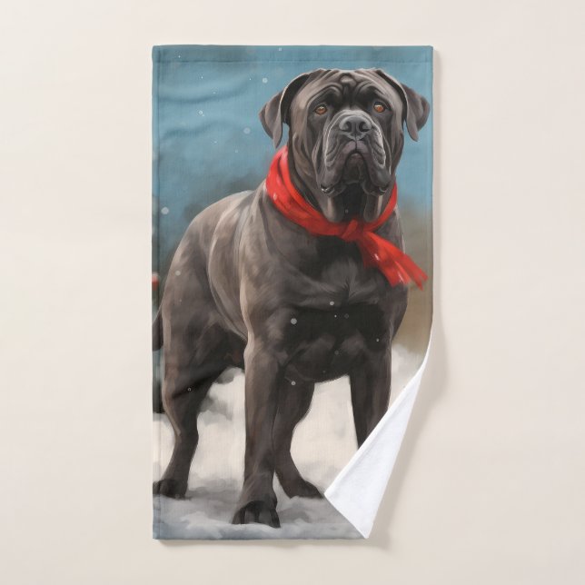 Cane Corso Dog en Navidades de nieve (Toalla de mano)