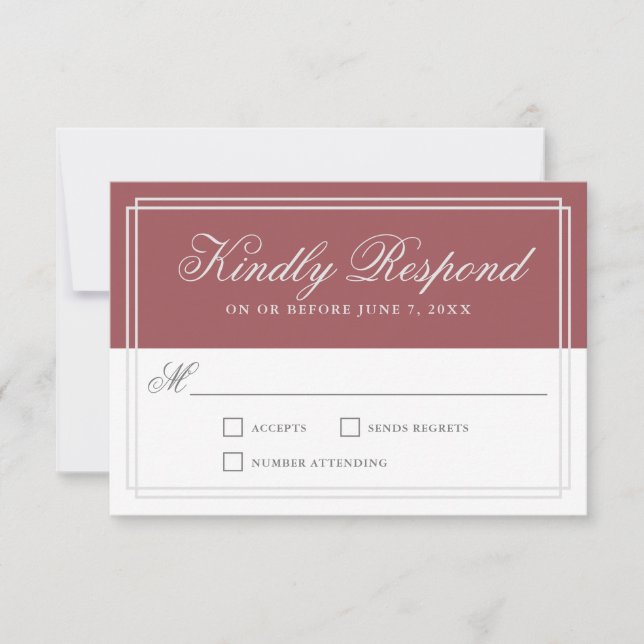 Canela Rosa Clásico Simple Elegante Boda RSVP (Anverso)