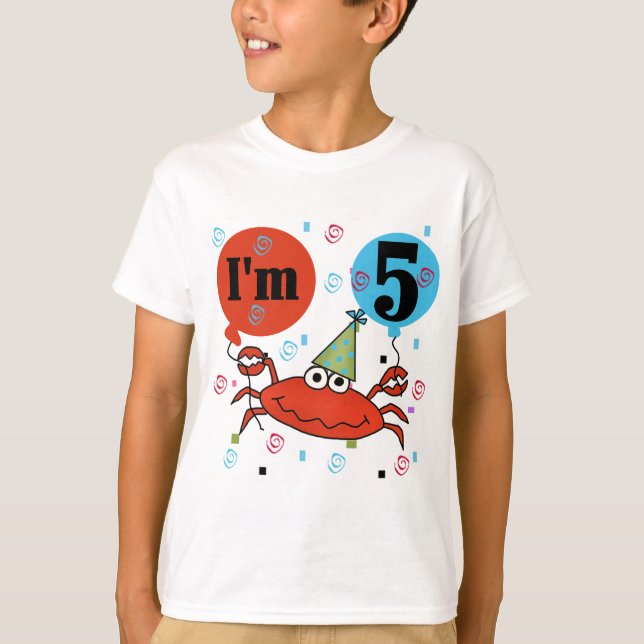 Cangrejo 5 camisetas de cumpleaños y regalos (Anverso)