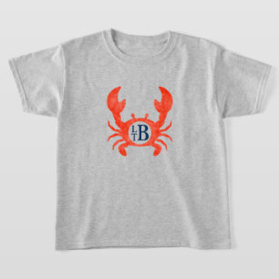 Cangrejo acuarela Monograma Círculo camiseta