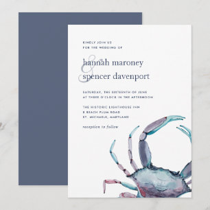 Cangrejo azul   Invitación a la boda náutica