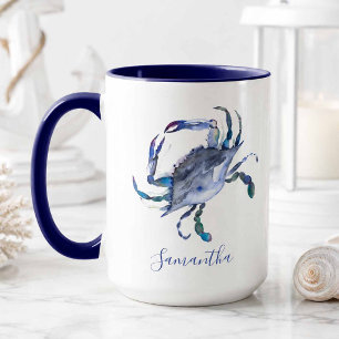 Cangrejo Azul Taza de Café con Tema de Playa Perso
