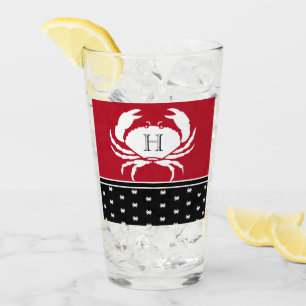 Cangrejo blanco negro monogramado Nautical