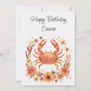 Cangrejo de cáncer Zodiac Boho Floral Tarjeta plan