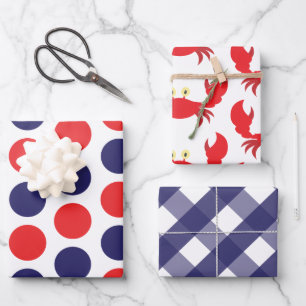 Cangrejo de hojas de regalo de puntos de Gingham