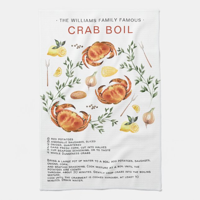 Cangrejo de verano hervir | Toalla de té de Heirlo (Vertical)