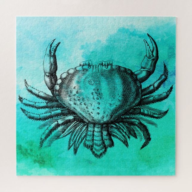 Cangrejo ilustrado (animal submarino) rompecabezas (Horizontal)
