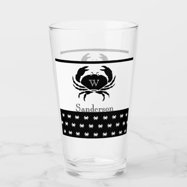 Cangrejo náutico monogramado negro y blanco (Anverso)