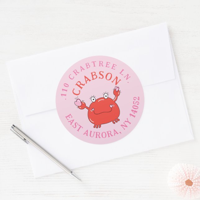 Cangrejo rojo con etiqueta de dirección de retorno (Sobre)