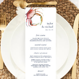 Cangrejo Rojo | Tarjeta de menú Boda náutica