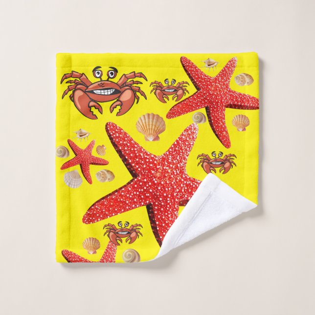Cangrejo Starfish Camas amarillas Juegos de toalla (Toallita)