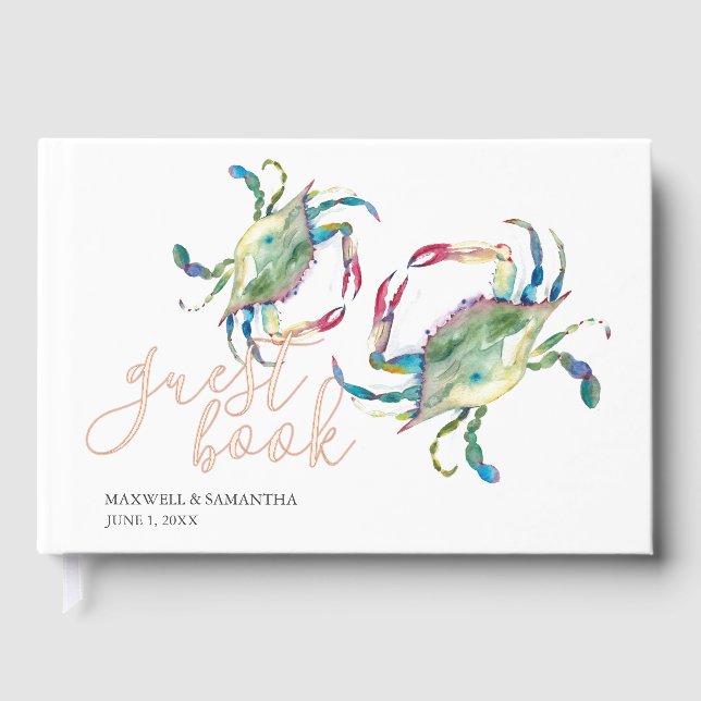 Cangrejos acuarela de libro de huéspedes de playa (Anverso)