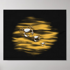 Cangrejos negros y dorados arte tropical imprimibl