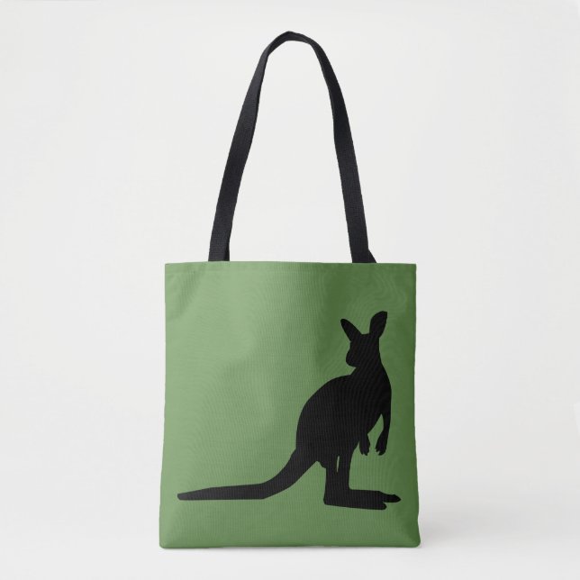 Canguro Australiana Sobre La Bolsa Verde De Tote (Anverso)