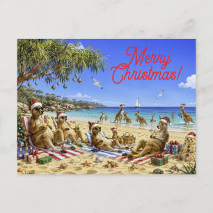 Canguro de Navidad en picnic de playa Feliz Navida