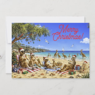 Canguro de Navidad en picnic de playa Feliz Navida
