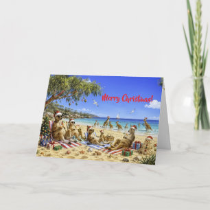 Canguro de Navidad en picnic de playa Feliz Navida