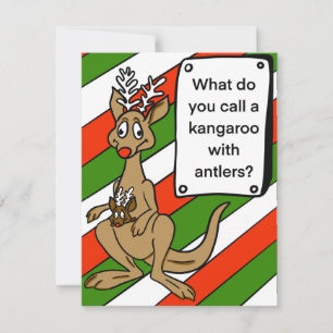 Canguro de tarjetas de navidades con chiste antler