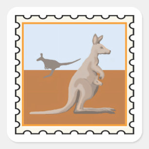 Canguro y cría arte de sello australiano