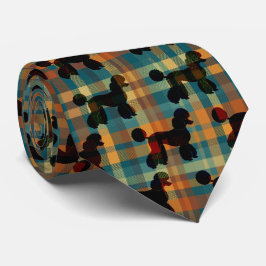 Caniche con corbata de cuadros