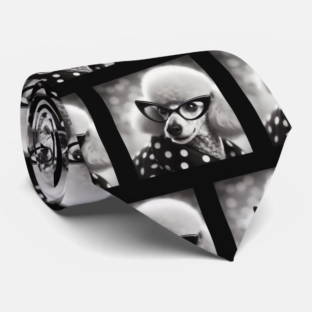 Caniche Divertido con Gafas Corbata de Cuello de F (Enrollado)
