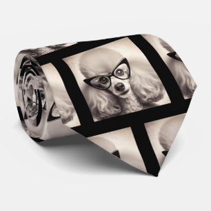 Caniche divertido con gafas nerd corbata
