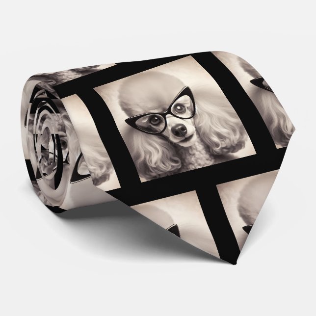Caniche divertido con gafas nerd corbata (Enrollado)