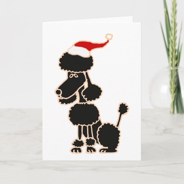 Caniche negro divertido en arte del navidad del (Anverso)
