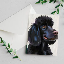 Caniche Negro | Tarjeta de Mascota Acuarela de Per