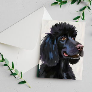 Caniche Negro Tarjeta de Mascota Acuarela de Per