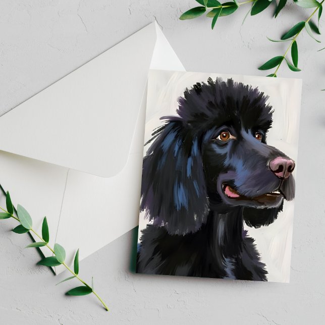 Caniche Negro | Tarjeta de Mascota Acuarela de Per (Subido por el creador)