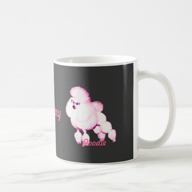 Caniche rosado retro con la taza de los vidrios (Derecha)