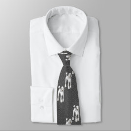 Caniches blancos en corbata de fondo gris