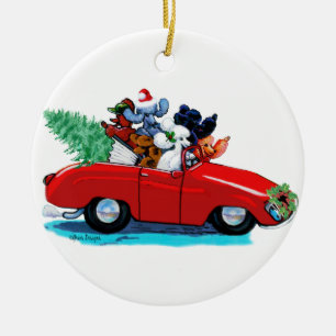 Caniches en el ornamento convertible retro