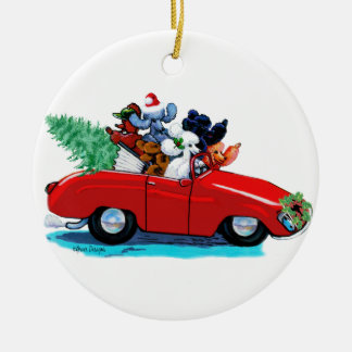 Caniches en el ornamento convertible retro