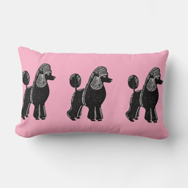 Caniches estándar negros con la almohada lumbar (Anverso)