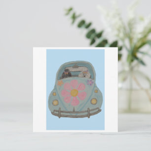 Caniches Hippies en su Coche de Amor de Niño Flor