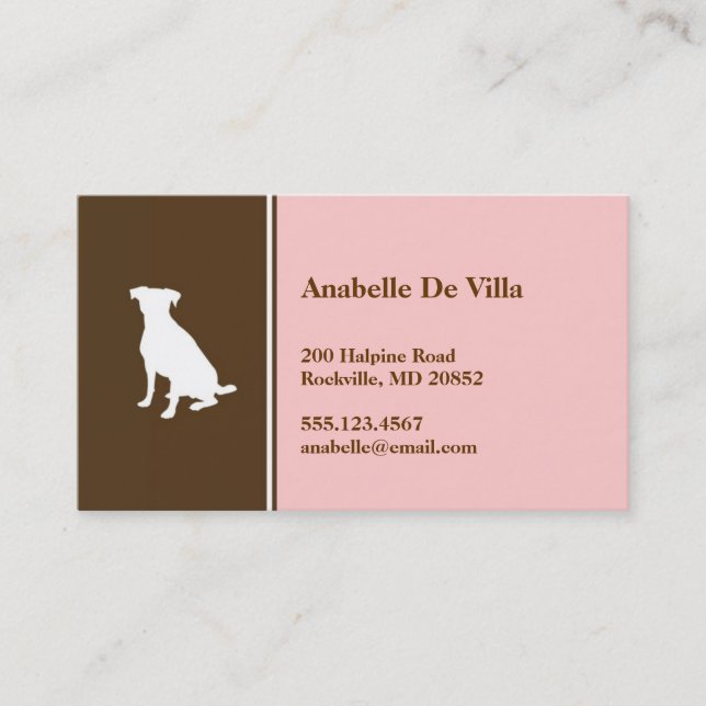 Canina perro mascota marrón rosa tarjeta de llamad (Anverso)
