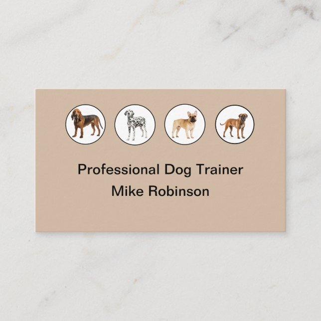 Canine Dog Trainer tarjetas de negocios modernas (Anverso)