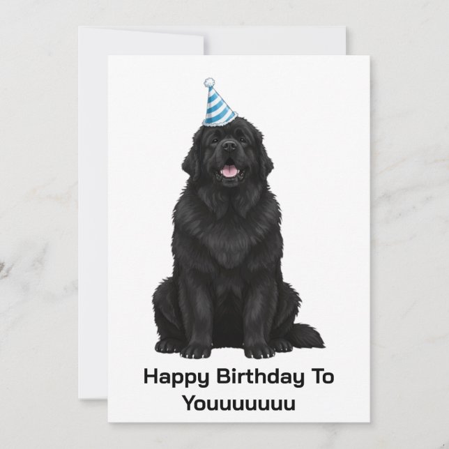 Canino De Terranova Feliz Cumpleaños A Tu Tarjeta (Anverso)