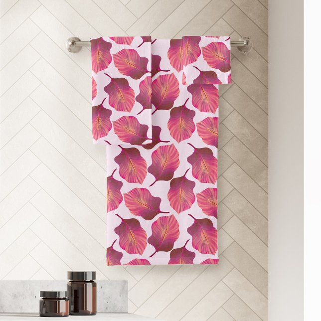 Canna Tropicanna sale de rosa (Pink Canna Tropicanna Leaves Patterned Bath Towel Set)