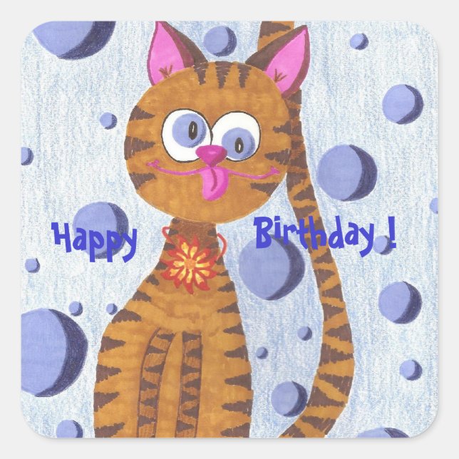 Cannelle, el gato ¡Feliz cumpleaños! pegatinas cua (Anverso)