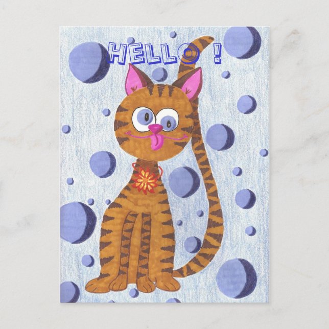 Cannelle, el gato "¡Hola!" postal (Anverso)