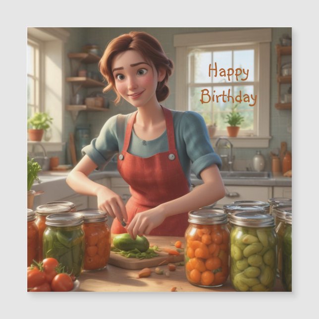 Canning the Harvest Magnetic Birthday Card (Anverso)