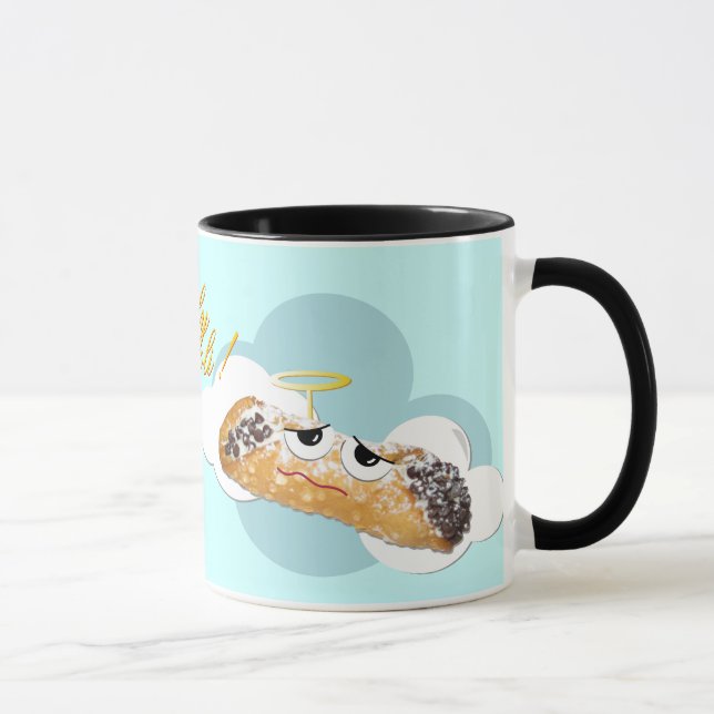 "cannoli santo!"  taza chistosa de la parodia (Derecha)