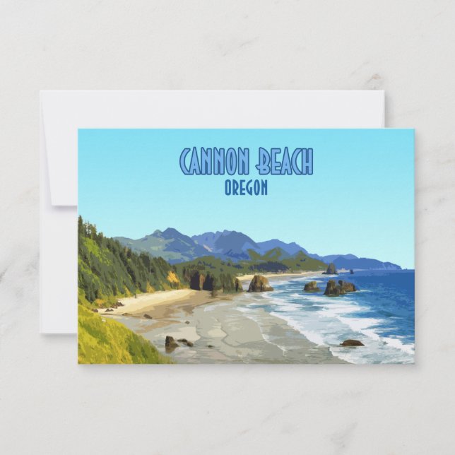 Cannon Beach Oregon Coast Vintage Flat Card (Anverso)