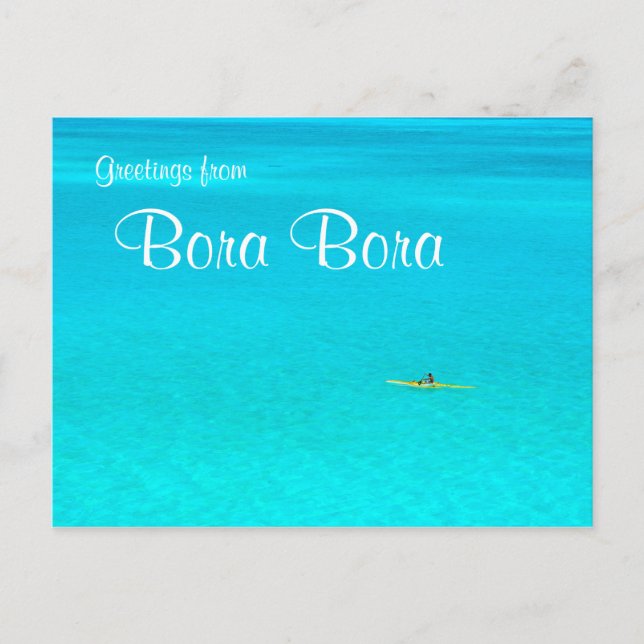 Canoa de Ougatillo en postal de Bora Bora (Anverso)